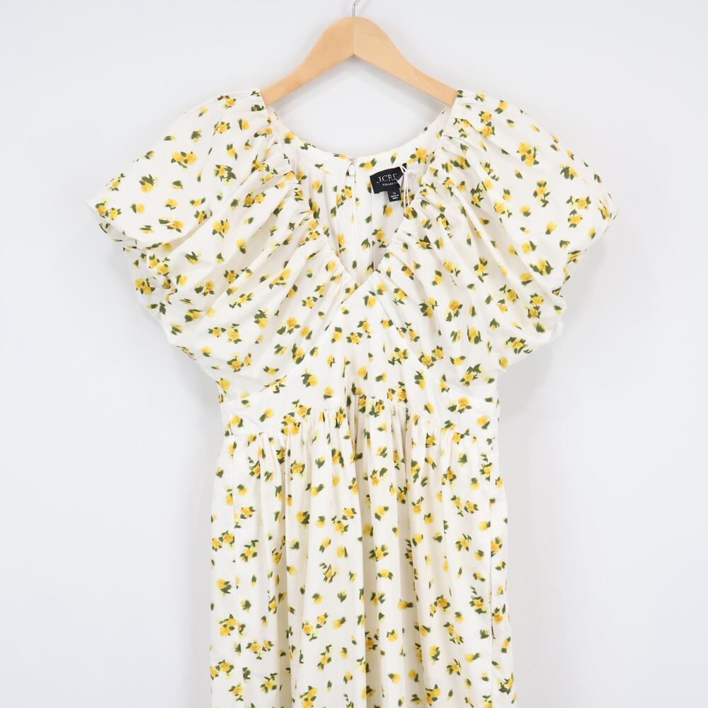 NWT J.Crew Collection Cecily Dress In Budding Rose Print Yellow Floral Size 12 - Picture 4 of 8